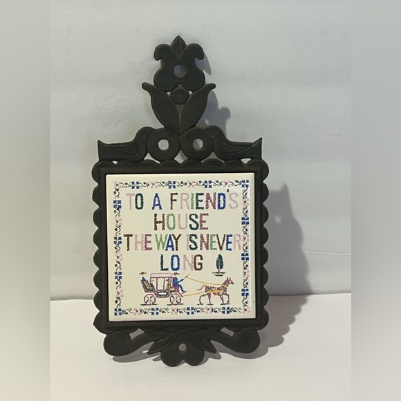 Vintage Ceramic Tile Cast Iron Tricket Hot Plate Home Decor  To A Friend’s House - Picture 1 of 9